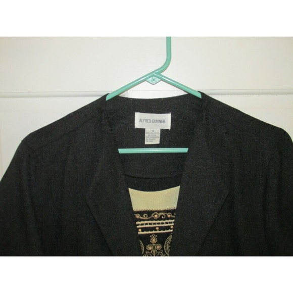 Alfred Dunner Womens Black & Tan Polyester One-Piece Open Cardigan Blouse Sze 12 - Picture 3 of 7